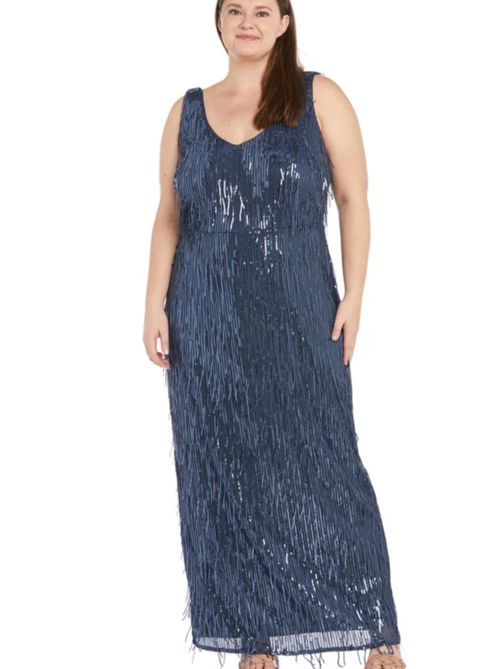 R&M Richards Navy Blue Sequin Dress Size 20